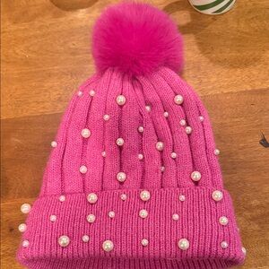 Steve Madden Fuchsia Beanie with Pearls
